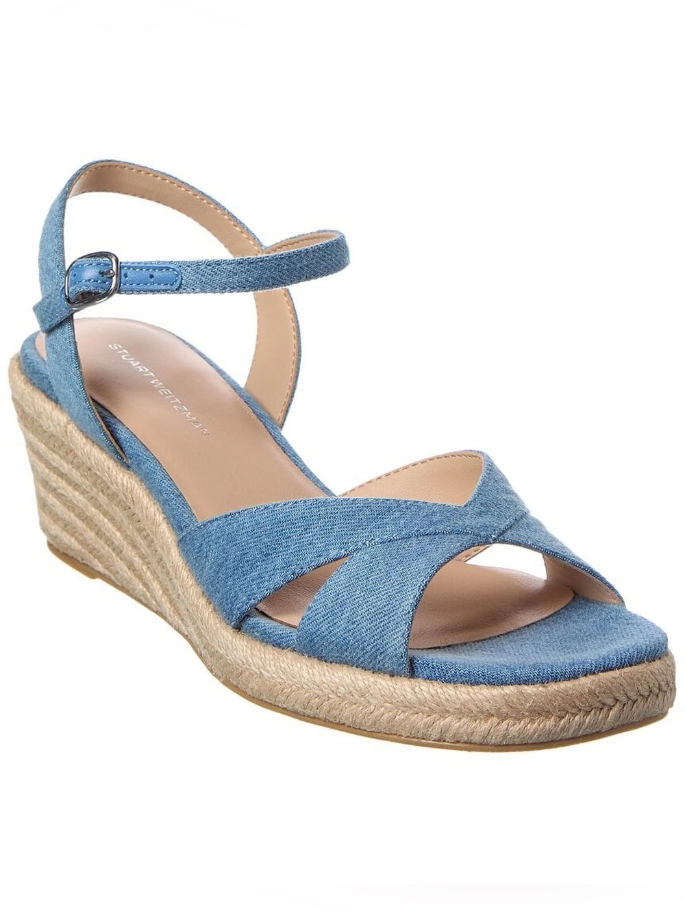 Stuart Weitzman Miami Denim Blue Espadrille Wedge Sandals